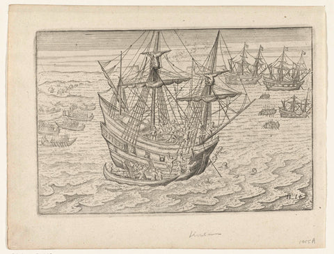 The ship Amsterdam raided for Sedajoe, 1596, anonymous, 1646 Canvas Print