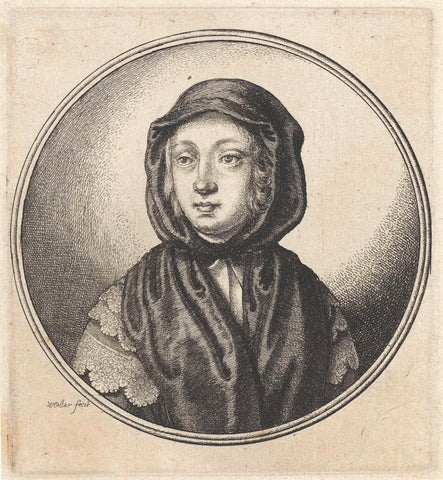 Woman with black headscarf, Wenceslaus Hollar, 1644 - 1647 Canvas Print