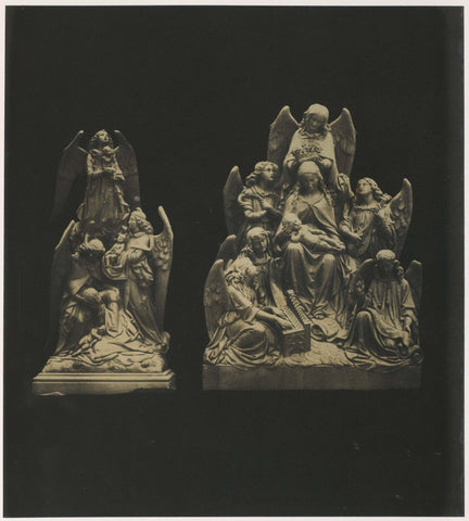 Wooden sculpture of angels and Mary with child by presumably Charles Geerts, exhibited at the Great Exhibition of the Works of Industry of All Nations of 1851 in London, anonymous, 1851 Canvas Print