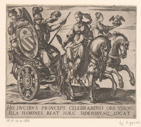 Title print with Minerva on chariot, led by Caution and Love, Antonio Tempesta, 1590 Canvas Print