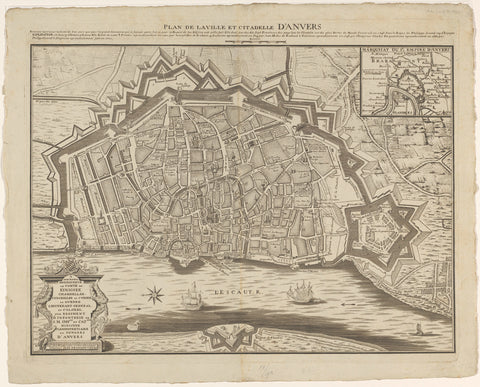 Map of Antwerp, anonymous, 1715 - 1728 Canvas Print