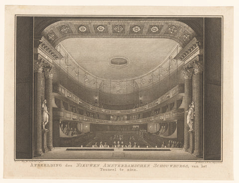 View of the hall of the new Amsterdam Theatre on leidseplein, 1774, Noah van der Meer (II), 1774 - 1775 Canvas Print