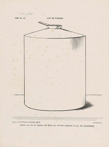 Cartoon with a ballot box, 1866, Johan Michaël Schmidt Crans, 1866 Canvas Print