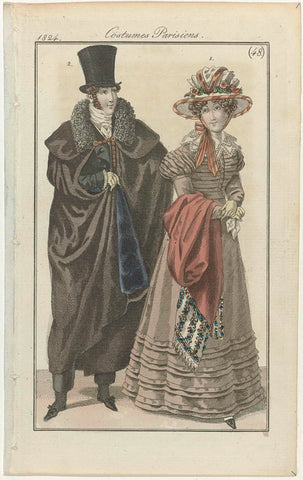 Journal des Dames et des Modes, editie Frankfurt 1824, Costumes Parisiens (48), anonymous, 1824 Canvas Print