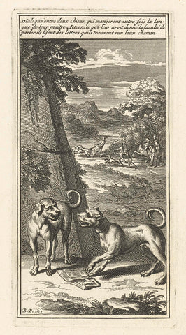 Dialogue between two dogs, Andries van Buysen (Sr.), c. 1700 - c. 1750 Canvas Print