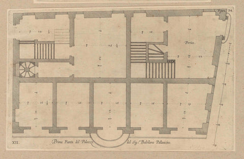 Plan of the ground floor of the Palazzo Cipriano Pallavicino in Genoa, Nicolaes Ryckmans, 1622 Canvas Print