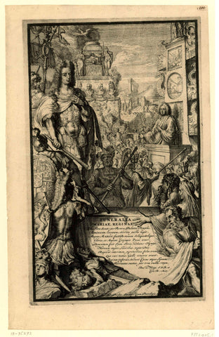 Title print for the series on the death and burial of Mary II Stuart, Queen of England, 1695, Romeyn de Hooghe, 1695 Canvas Print