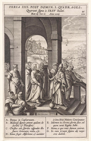 The Pharisees and scribes ask for a sign of Christ, Antonie Wierix (II), 1593 Canvas Print