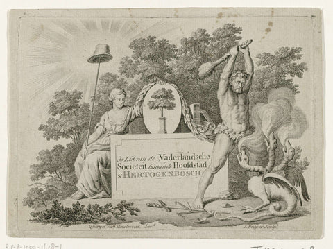 Membership card of the Vaderlandsche Sociëteit te 's-Hertogenbosch, ca. 1787, Leendert Brasser, 1787 Canvas Print