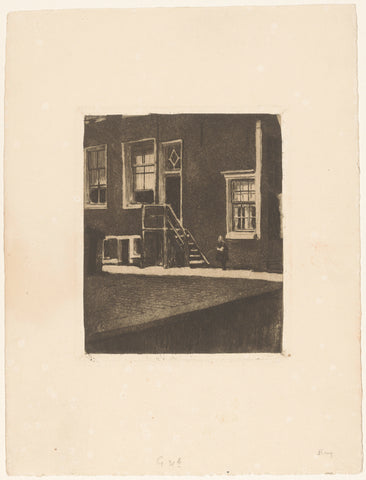 Side entrance with wooden staircase of the Krom Boomssloot 69 in Amsterdam, Willem Witsen, c. 1906 Canvas Print