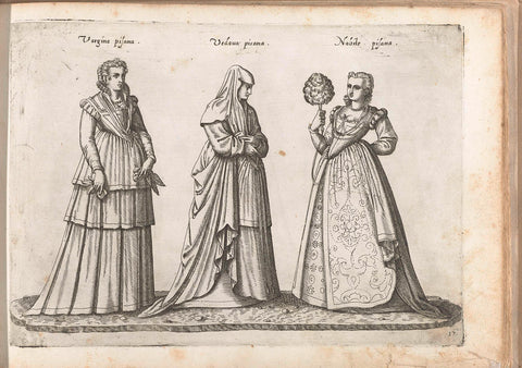 Three women, dressed according to the fashion of Pisa, c. 1580, Bartolomeo Grassi, in or before 1585 Canvas Print